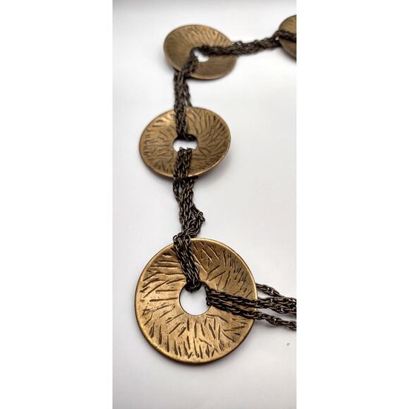 Vintage 60s hippie boho belt with gold tone concho disc medallions tassels - Picture 8 of 11